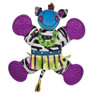 Sassy Hula Zebra Plush Teether Baby Toy Purple Textured Hands Feet Vintage 2005
